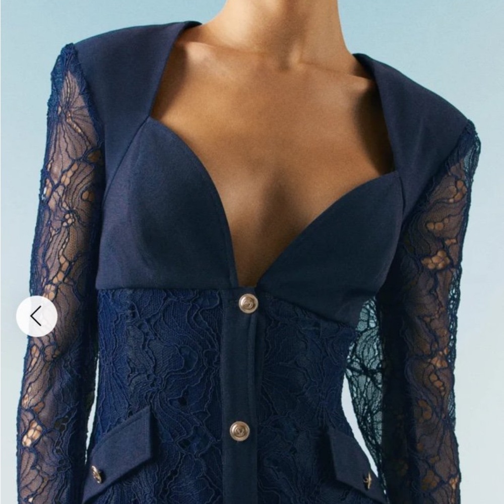 Karen Millen Navy Long Sleeve Lace Dress